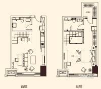 保利玫瑰湾薇公馆1室2厅2卫62㎡户型图