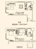 保利玫瑰湾薇公馆2室2厅2卫61.9㎡户型图