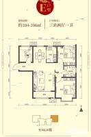 天宝福苑3室2厅1卫104㎡户型图