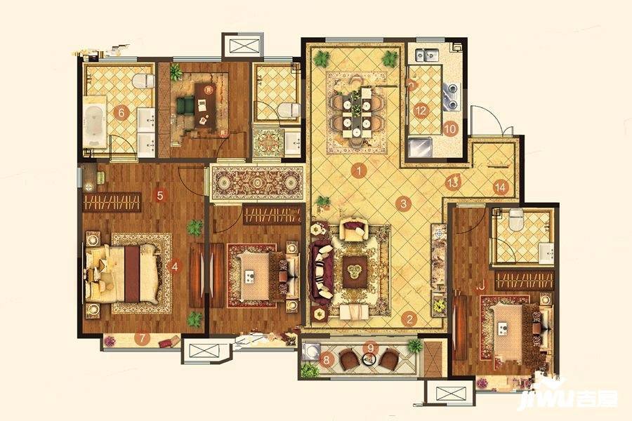 北宸正荣府4室2厅3卫150㎡户型图