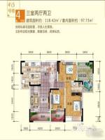 川三滨岛花园3室2厅2卫户型图