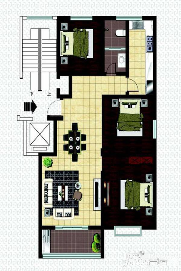 尚书院小区3室2厅1卫125㎡户型图