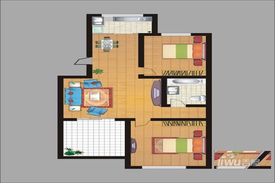 天发和润园2室2厅1卫89㎡户型图