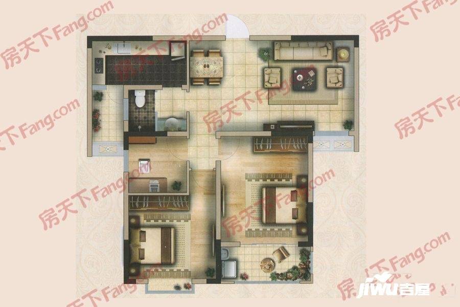 济宁立国如意花园3室2厅1卫102.9㎡户型图