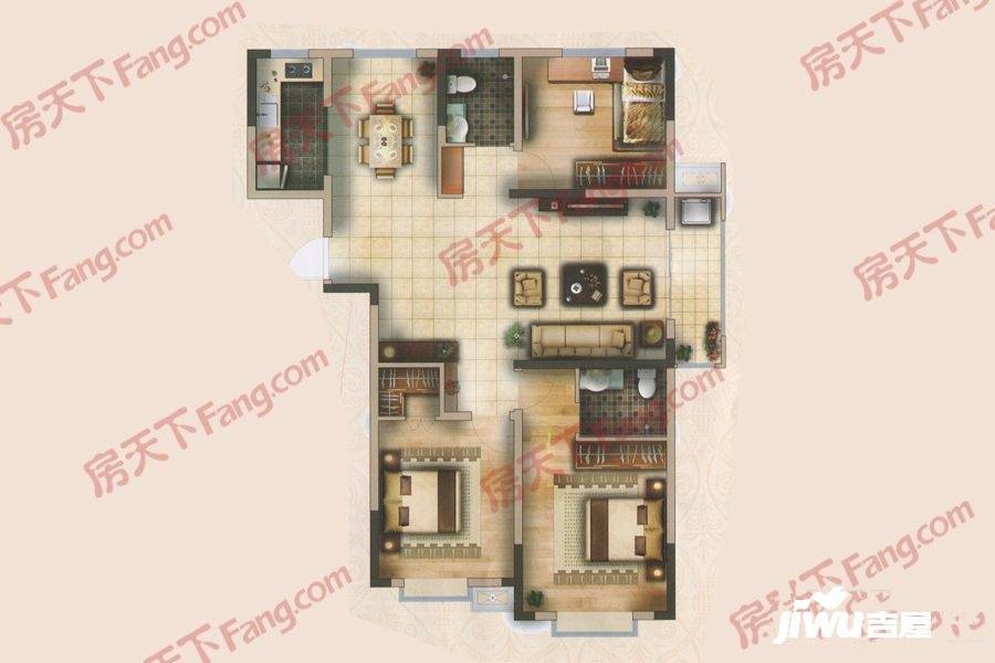 济宁立国如意花园3室2厅2卫128.4㎡户型图