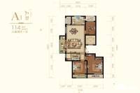 绿城诚园正信苑3室2厅1卫114㎡户型图