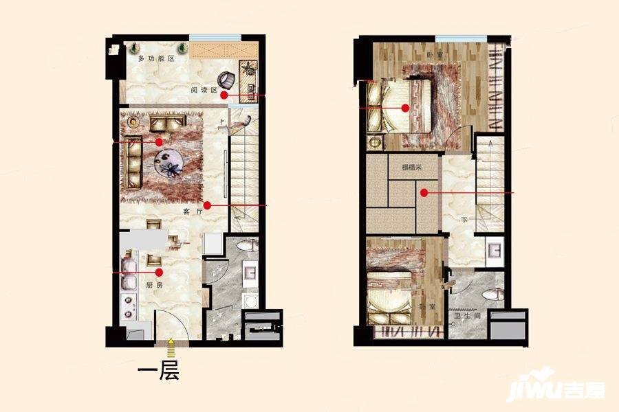 天圳四季城3室3厅2卫49㎡户型图