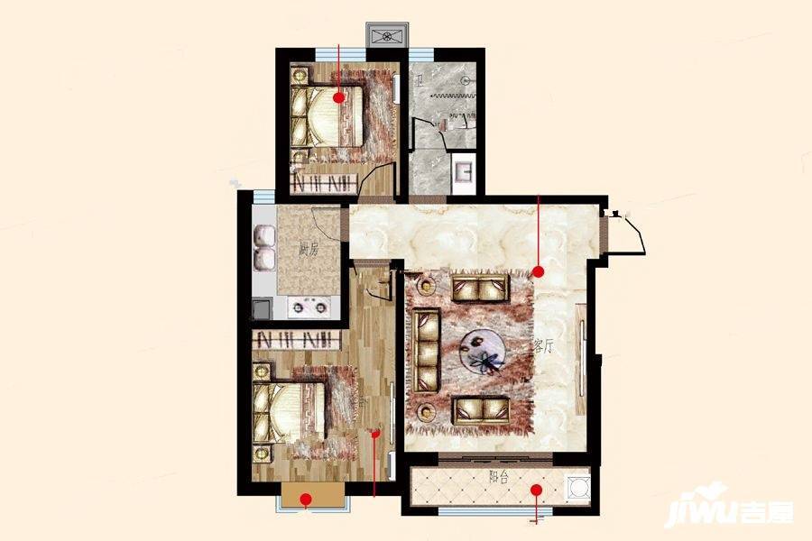 天圳四季城2室1厅1卫117㎡户型图