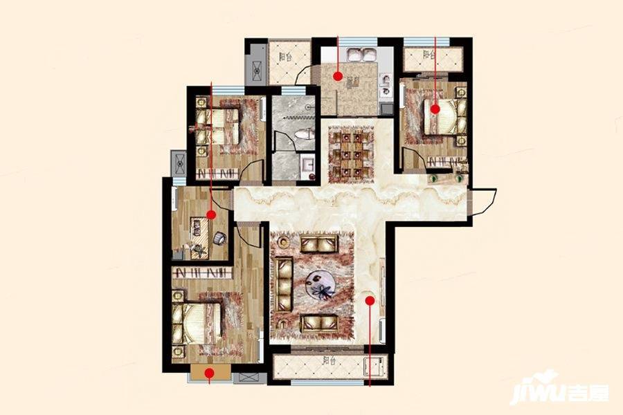 天圳四季城4室2厅1卫161㎡户型图