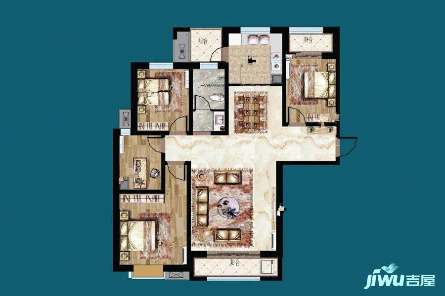 天圳四季城4室2厅1卫161㎡户型图