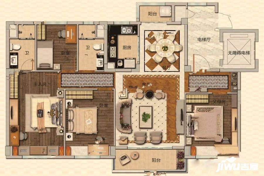 碧桂园翡翠城4室2厅2卫140㎡户型图