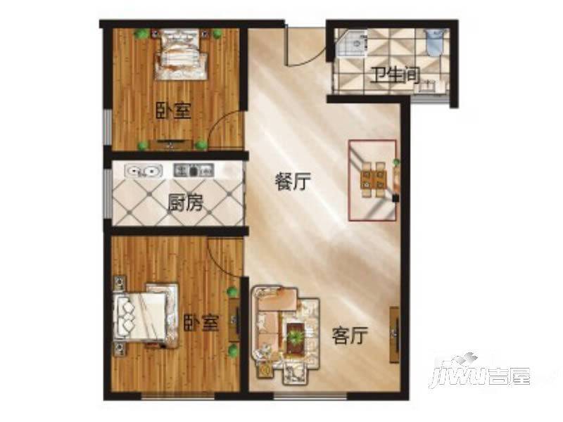 金盛国际商贸城2室1厅1卫82㎡户型图