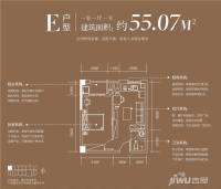 金地国际城2期阳光里1室1厅1卫55.1㎡户型图