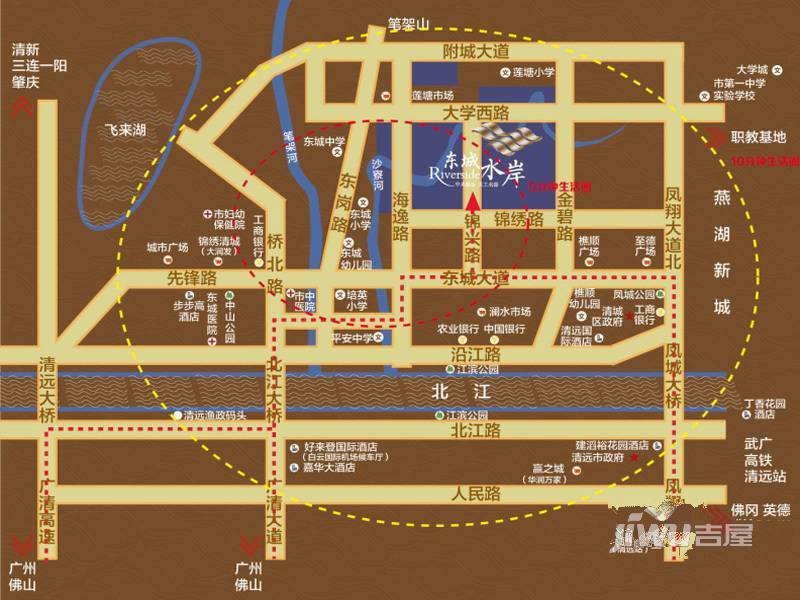 敏捷东城水岸位置交通图