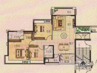 清远奥园3室2厅2卫120.1㎡户型图