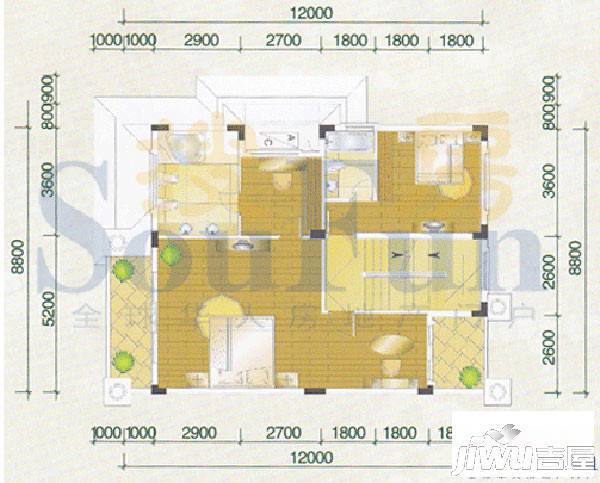 佛冈奥园温泉别墅2室0厅2卫282㎡户型图