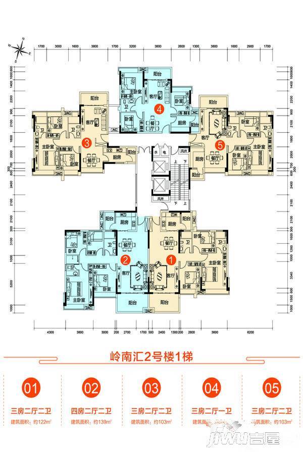 胜利茶文化博览城3室2厅2卫122㎡户型图