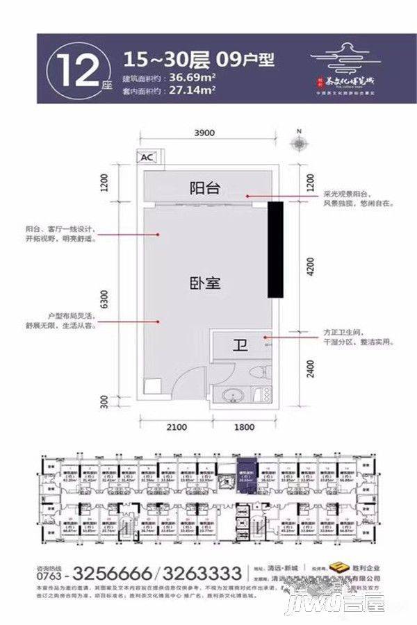 胜利茶文化博览城1室0厅1卫36.7㎡户型图