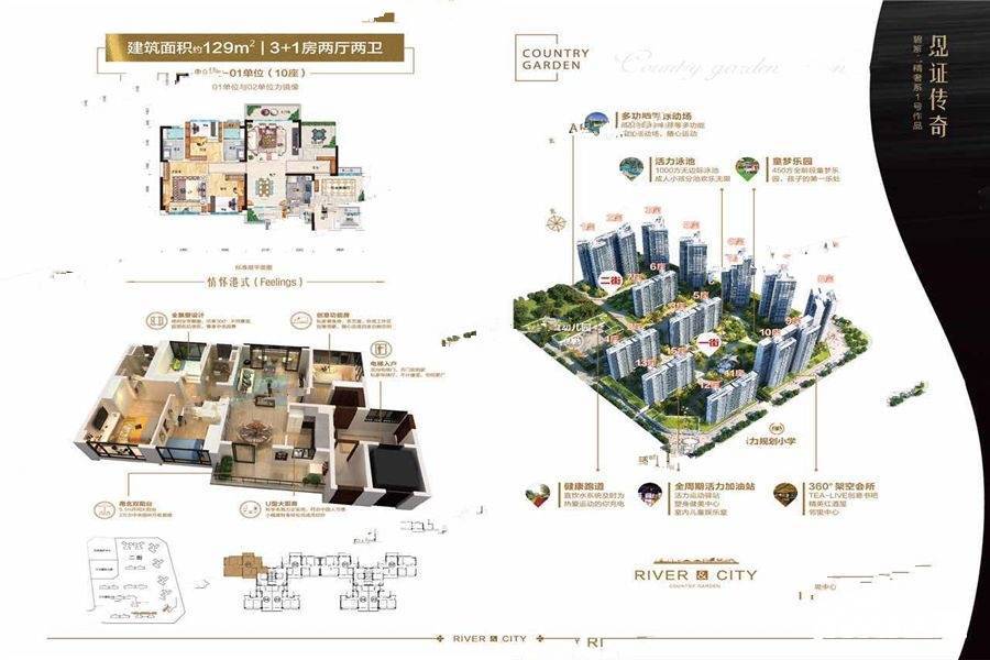 碧桂园江与峸3室2厅2卫129㎡户型图