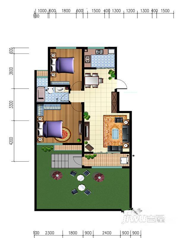 八号公馆2室2厅1卫96㎡户型图