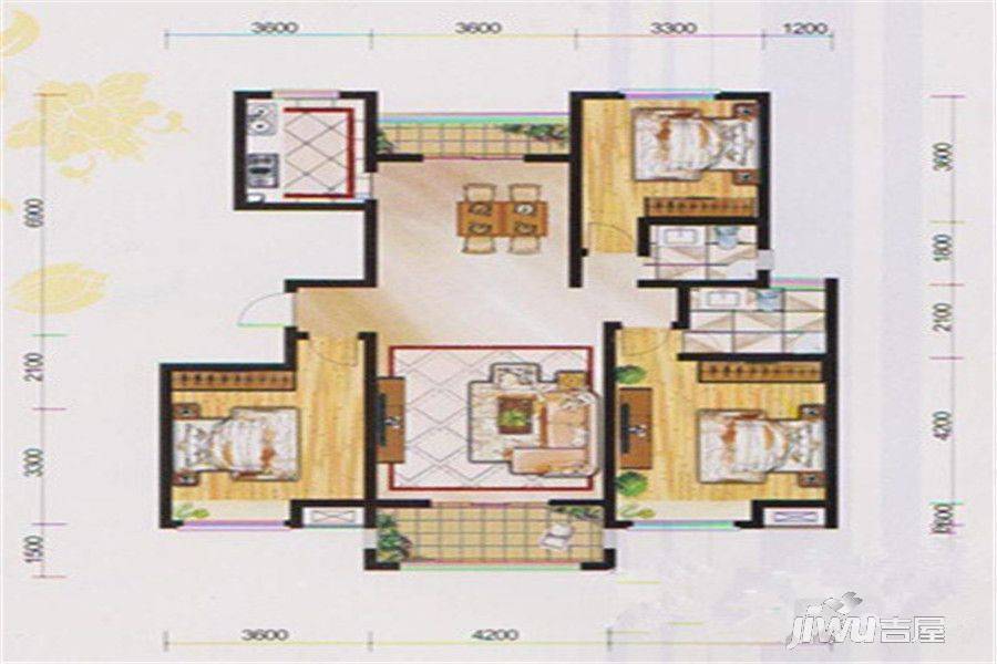 合威南城郡3室2厅2卫140㎡户型图