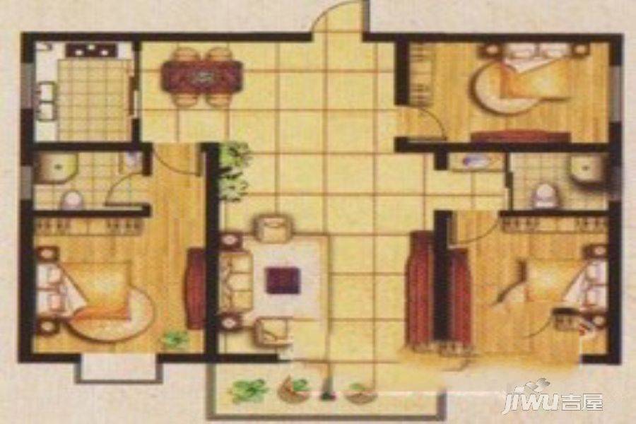 君乐花园3室2厅2卫128.9㎡户型图