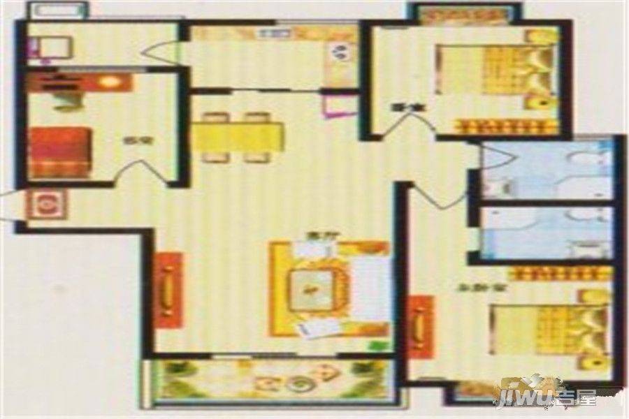 鹏泰天伦锦城3室2厅1卫125.3㎡户型图