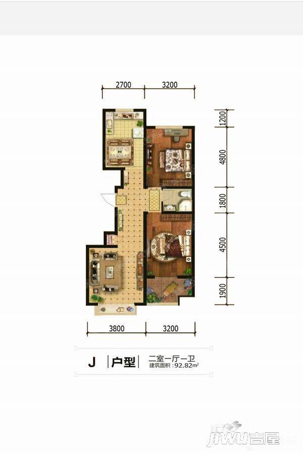 百姓家园2室1厅1卫92.8㎡户型图