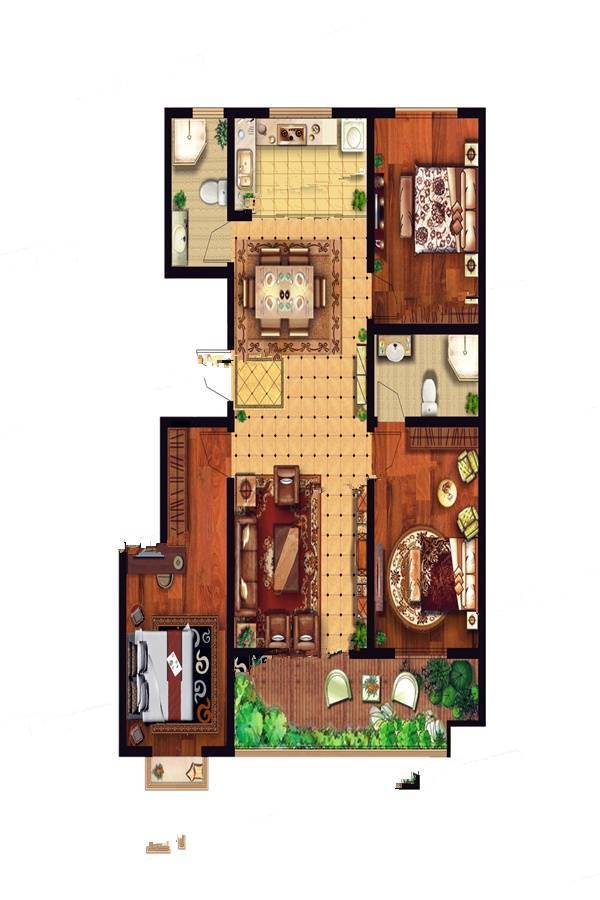 百姓家园3室2厅2卫128.7㎡户型图