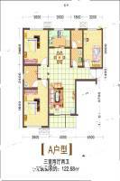 和阳学府雅苑3室2厅2卫122.7㎡户型图