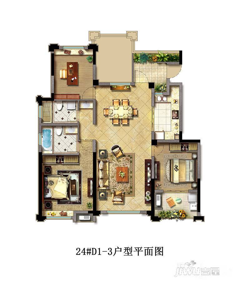 光明中央公园3室2厅2卫120㎡户型图