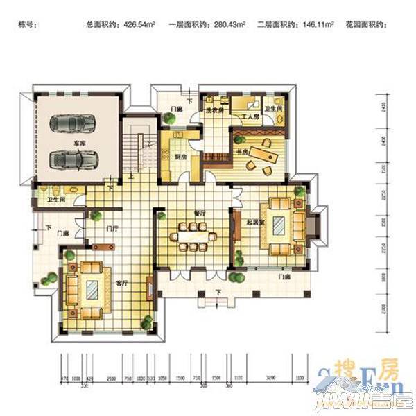 香林群岛5室3厅5卫426.5㎡户型图