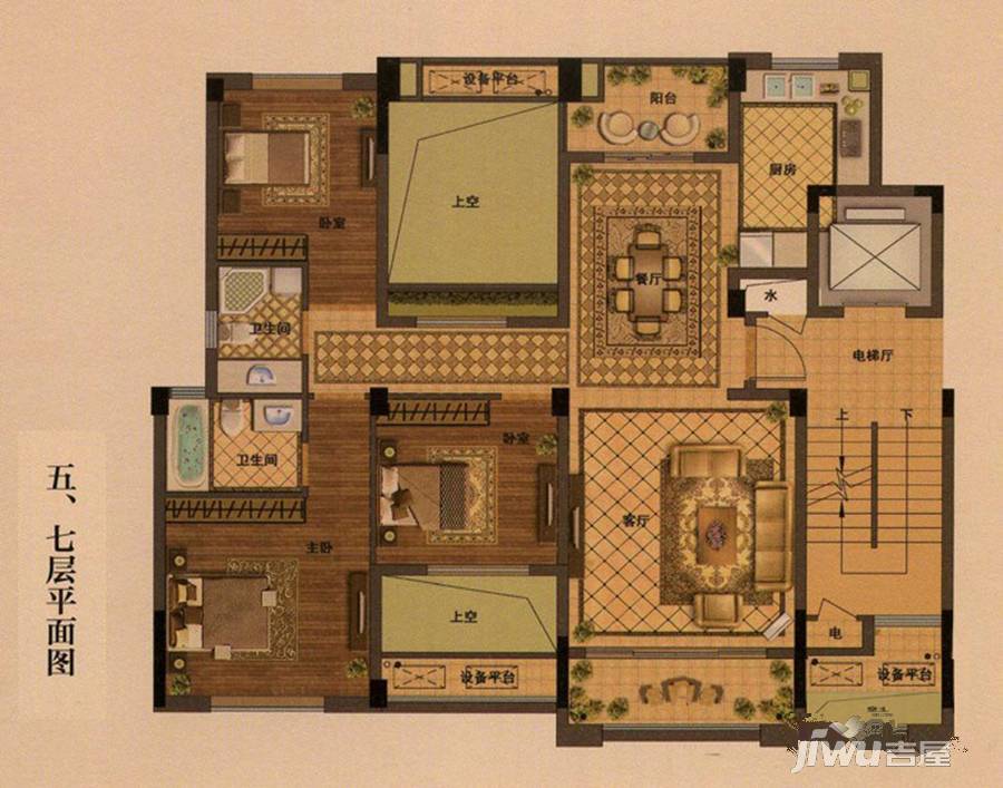 奥园壹号3室2厅2卫114㎡户型图