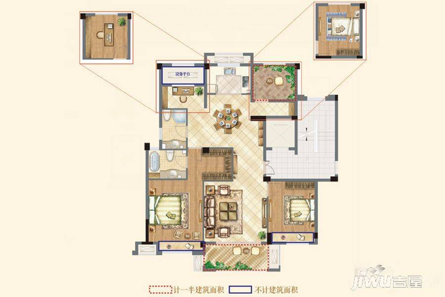 祥生悦山湖3室2厅2卫120㎡户型图