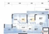 山水庭苑3室2厅2卫129㎡户型图