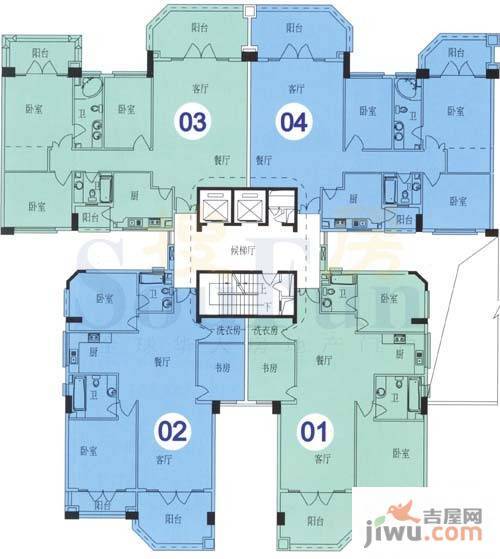 山水庭苑3室2厅2卫120㎡户型图