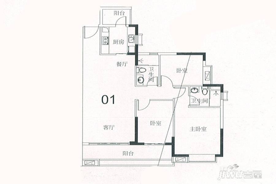 悦江上品3室2厅2卫118㎡户型图