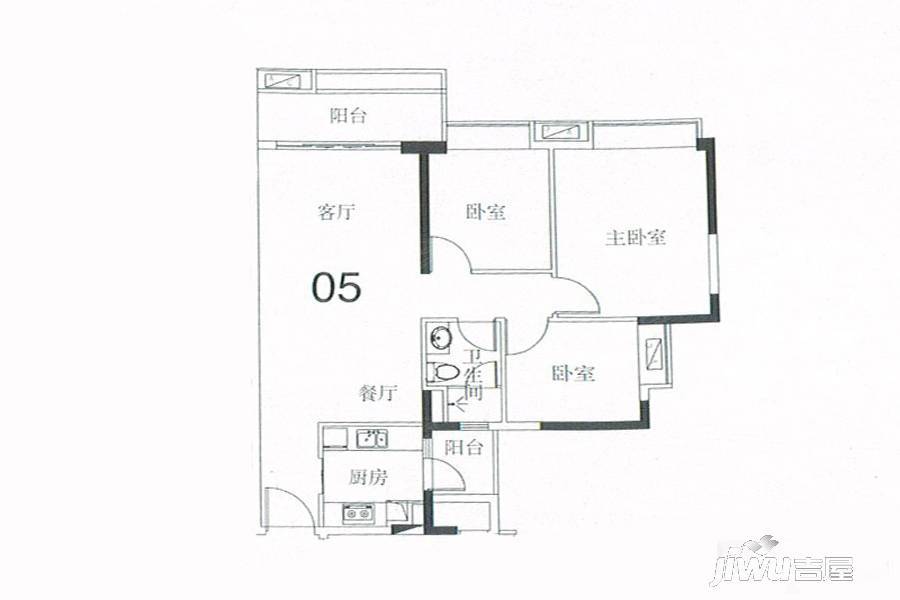 悦江上品3室2厅1卫94㎡户型图