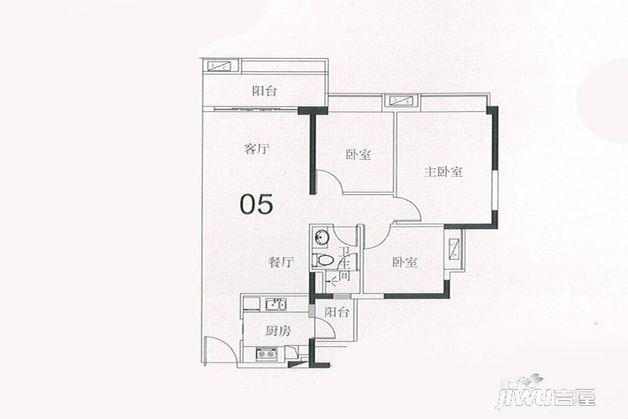 悦江上品3室2厅1卫94㎡户型图