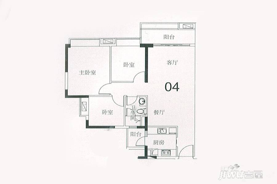 悦江上品3室2厅1卫94㎡户型图