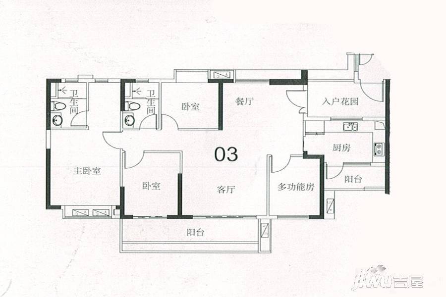 悦江上品4室2厅2卫127㎡户型图