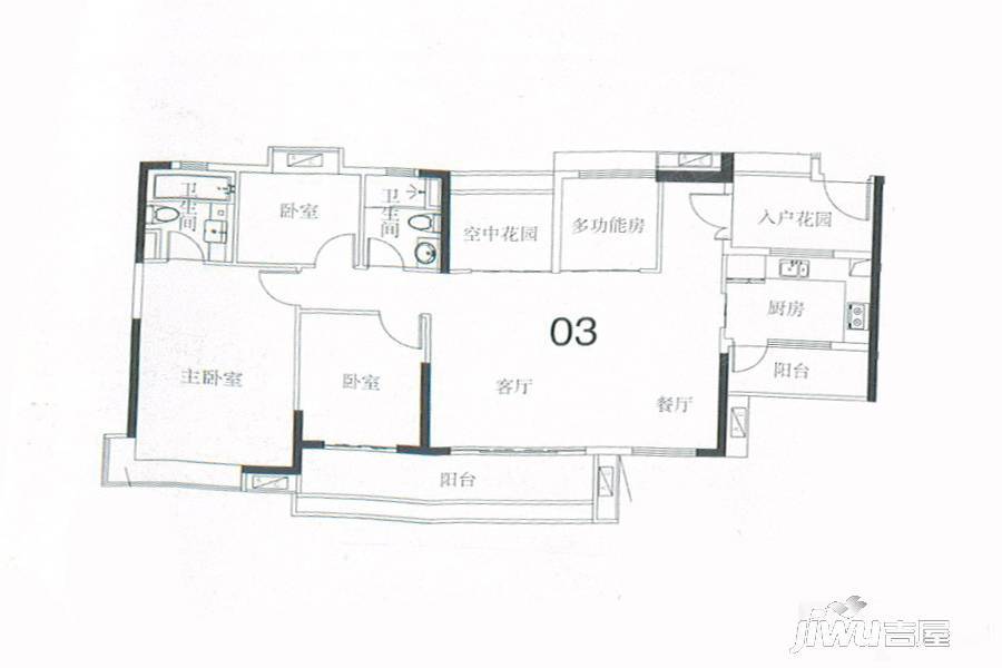 悦江上品4室2厅2卫136㎡户型图