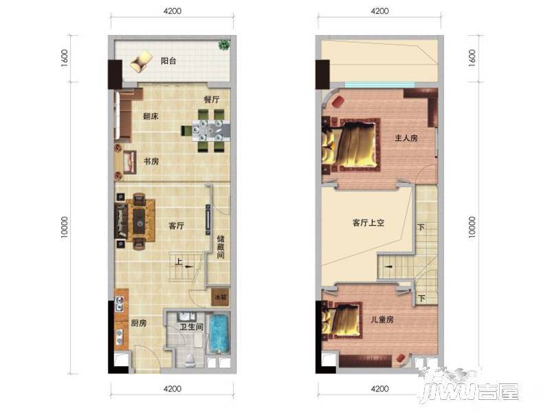 碧桂园寓见亚运城2室2厅1卫55㎡户型图