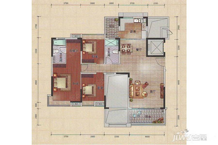 家和春晓苑3室2厅2卫146㎡户型图