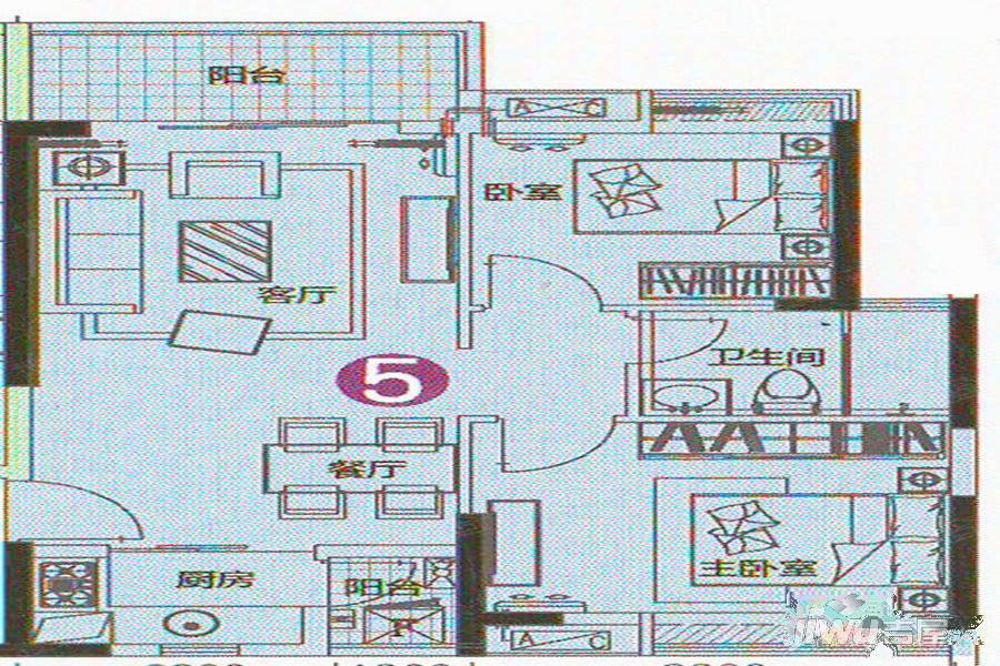 路劲隽悦豪庭2室2厅1卫74㎡户型图