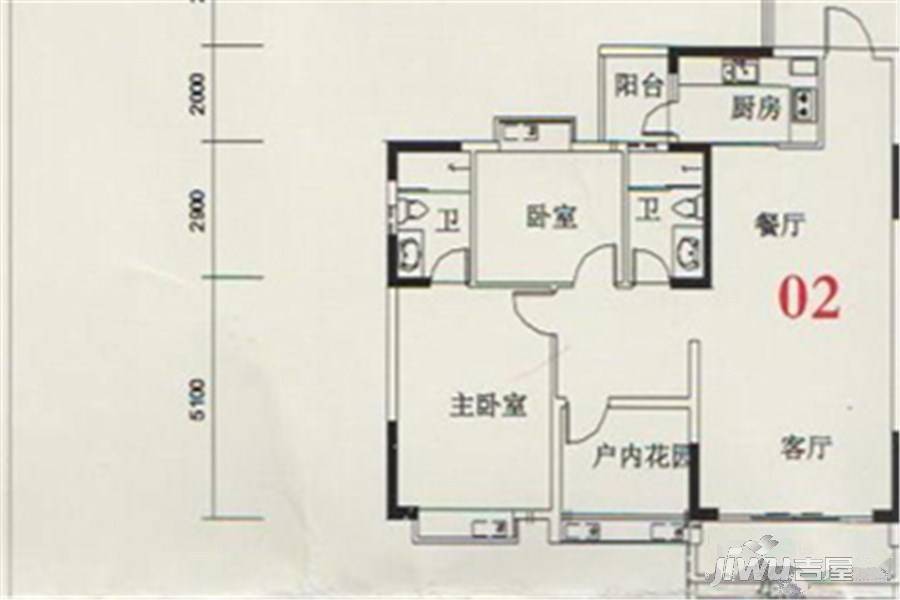 桃源盛世名苑3室2厅1卫114.4㎡户型图