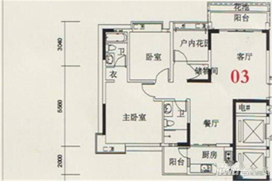 桃源盛世名苑3室2厅1卫110.5㎡户型图