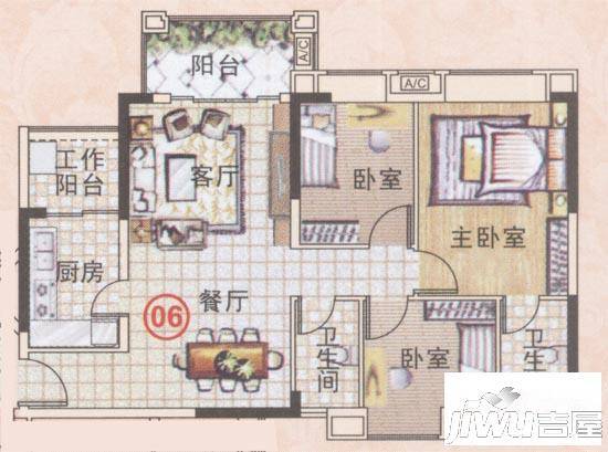 美林轩逸时光3室2厅2卫户型图