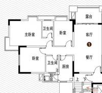 逸涛湾3室2厅1卫105㎡户型图