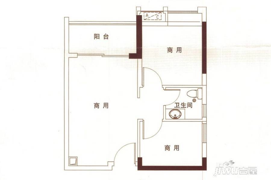 柏丽星寓3室0厅1卫53㎡户型图